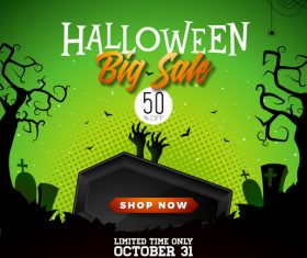 Halloween poster sale template vector 03