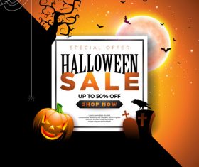 Halloween poster sale template vector 04