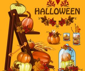 Halloween retro illustration vector material
