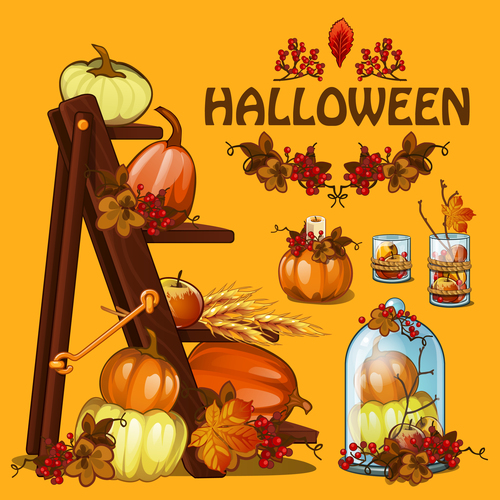 Halloween retro illustration vector material