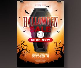 Halloween sale flyer with poster vector template