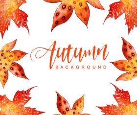 Hand drawn red leaves with autumn background vector