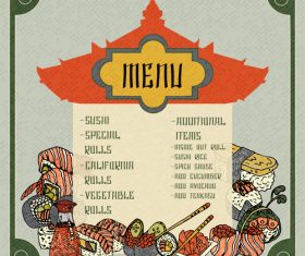 Hand drawn restaurant sushi menu vector