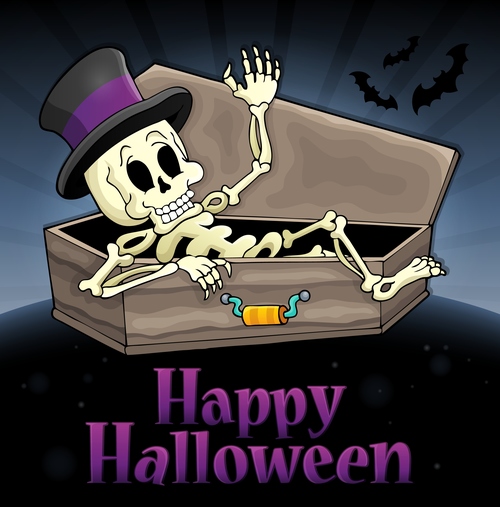 Happy Halloween sign with skeleton vector