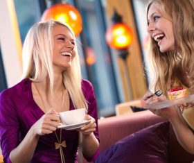 Happy chatting girlfriends Stock Photo 04