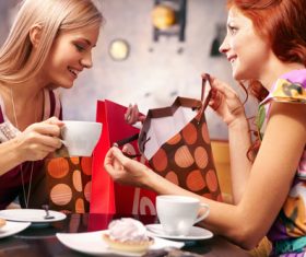 Happy chatting girlfriends Stock Photo 05