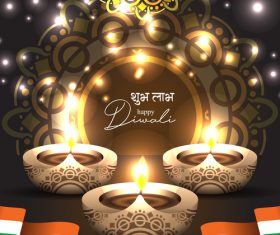 Happy diwali greeting card and poster vector 01
