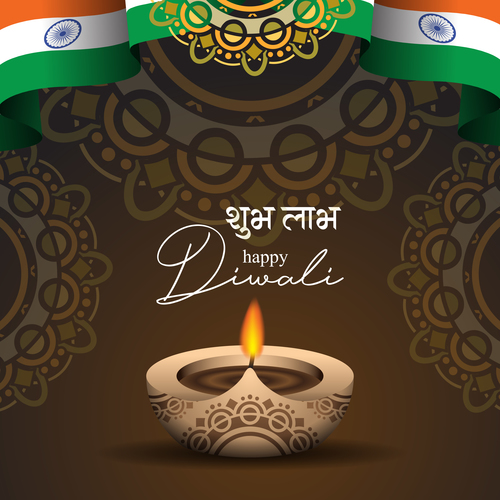 Happy diwali greeting card and poster vector 02