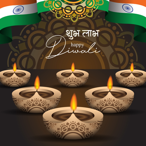 Happy diwali greeting card and poster vector 03