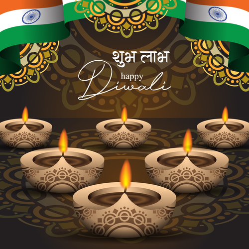 Happy diwali greeting card and poster vector 04
