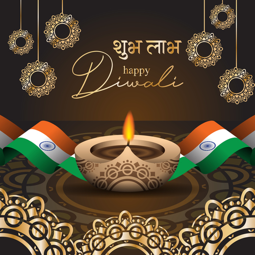 Happy diwali greeting card and poster vector 06