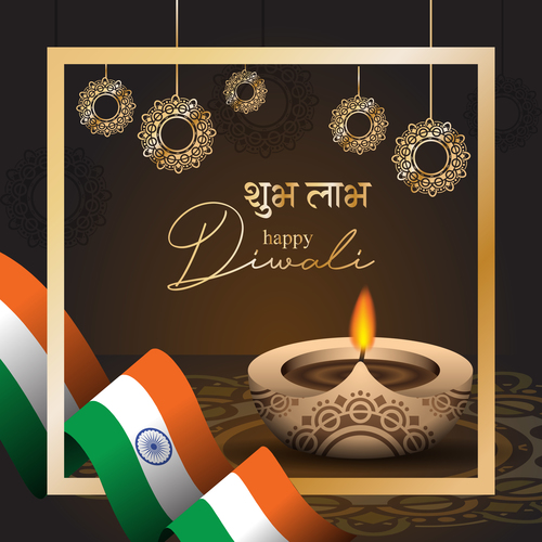 Happy diwali greeting card and poster vector 07