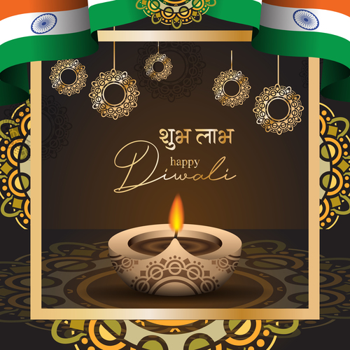 Happy diwali greeting card and poster vector 08