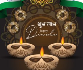 Happy diwali greeting card and poster vector 09