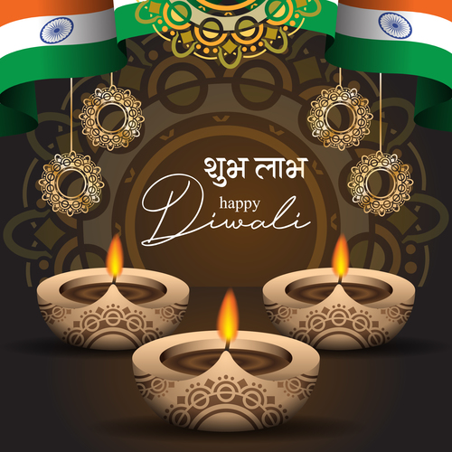 Happy diwali greeting card and poster vector 09