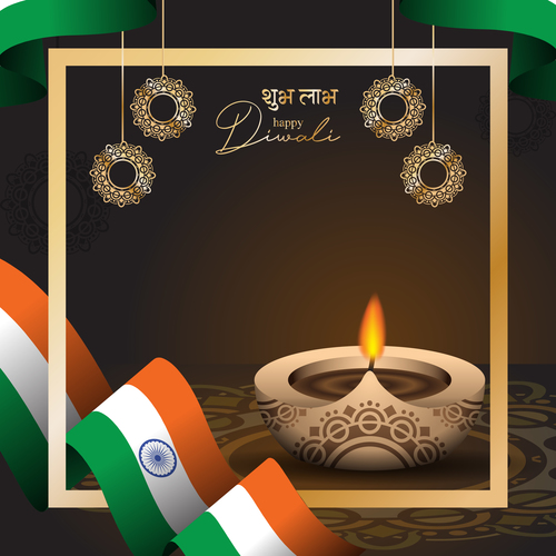 Happy diwali greeting card and poster vector 10