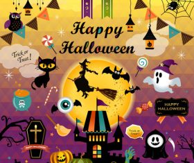 Happy halloween ornaments illustration vector