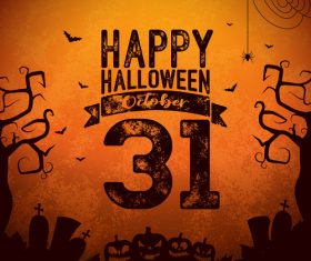 Happy halloween party retro background vector