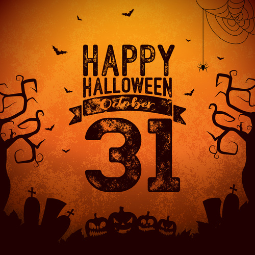 Happy halloween party retro background vector