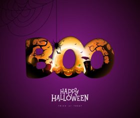 Happy halloween purple background vector