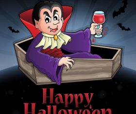 Happy halloween sign with vampire vector