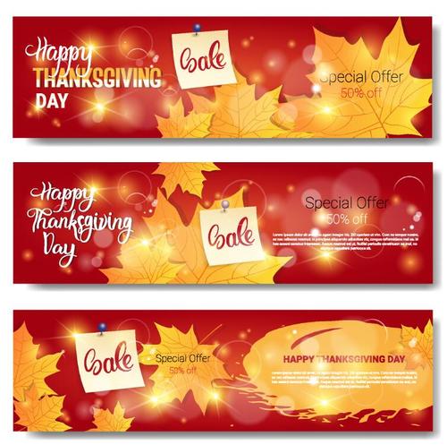 Happy thanksgiving sale banners vector