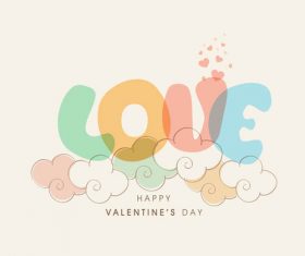 Heart shaped cloud pattern design vector material 02