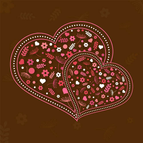 Heart shaped floral pattern vector 01