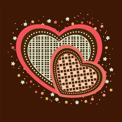 Heart shaped floral pattern vector 02