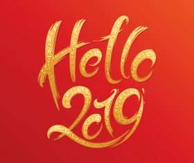 Hello 2019 new year red background vectors