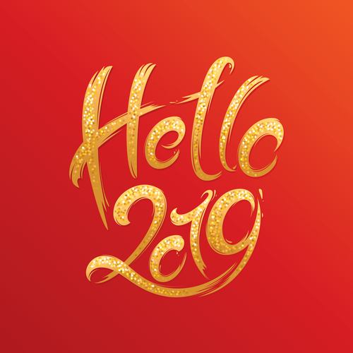 Hello 2019 new year red background vectors