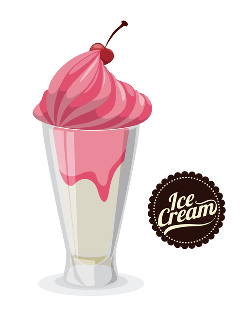 Ice cream vintage illustration vector 01