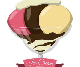 Ice cream vintage illustration vector 04
