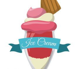 Ice cream vintage illustration vector 05