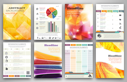 Infographic brochure templates design vectors set 02