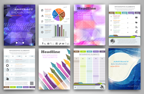 Infographic brochure templates design vectors set 03