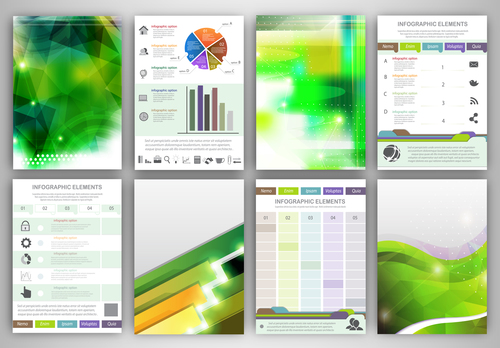 Infographic brochure templates design vectors set 04