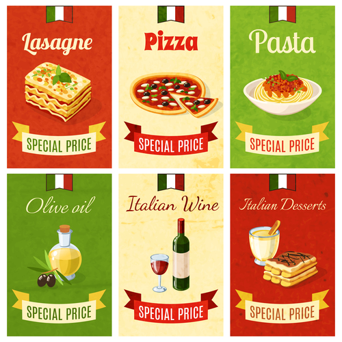 Italian food vintage template vector