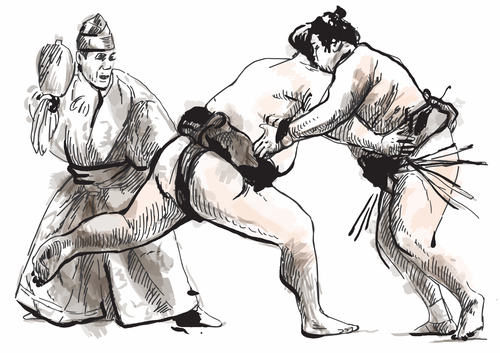 Japanese sumo hand drawing vector 03