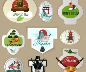 Japanese tea labels vector material