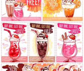 Juice discount banners watercolor vector