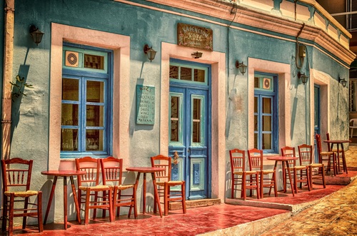 Karpathos Island Restaurants Stock Photo
