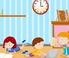 Kids learning at home vector