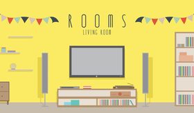 Living room design vector material