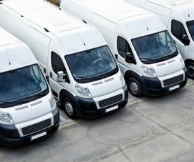 Logistics mail delivery truc Stock Photo