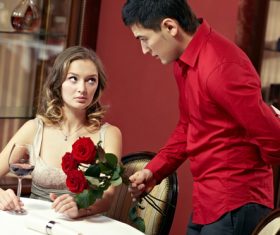 Lovers dating at the restaurant Stock Photo 02