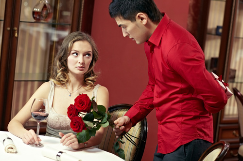 Lovers dating at the restaurant Stock Photo 02