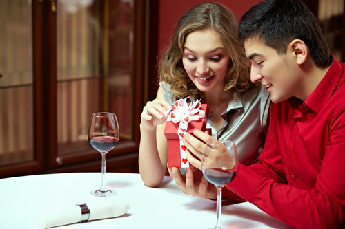 Lovers dating at the restaurant Stock Photo 03