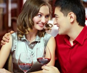 Lovers dating at the restaurant Stock Photo 04