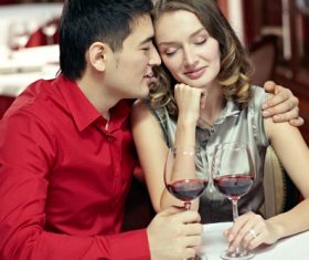 Lovers dating at the restaurant Stock Photo 05